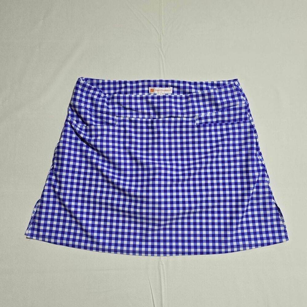 Jude Connally Sonia skort vibrant white/blue gingham women's size large